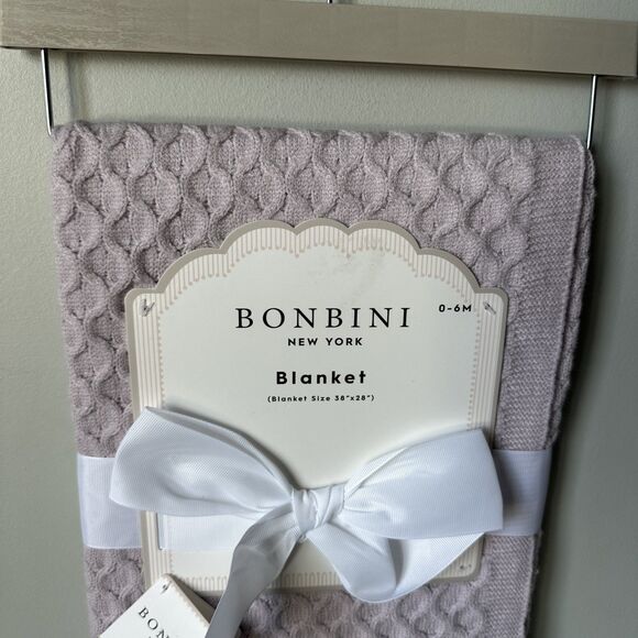 SOLD‼️‼️NWT  BONBINI New York WAFFLE KNIT 38"x 28"  Baby/Lap  Blanket Lavender - Picture 4 of 11